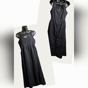 J. Crew Eyelet Button Back Black Maxi Dress 14 XL